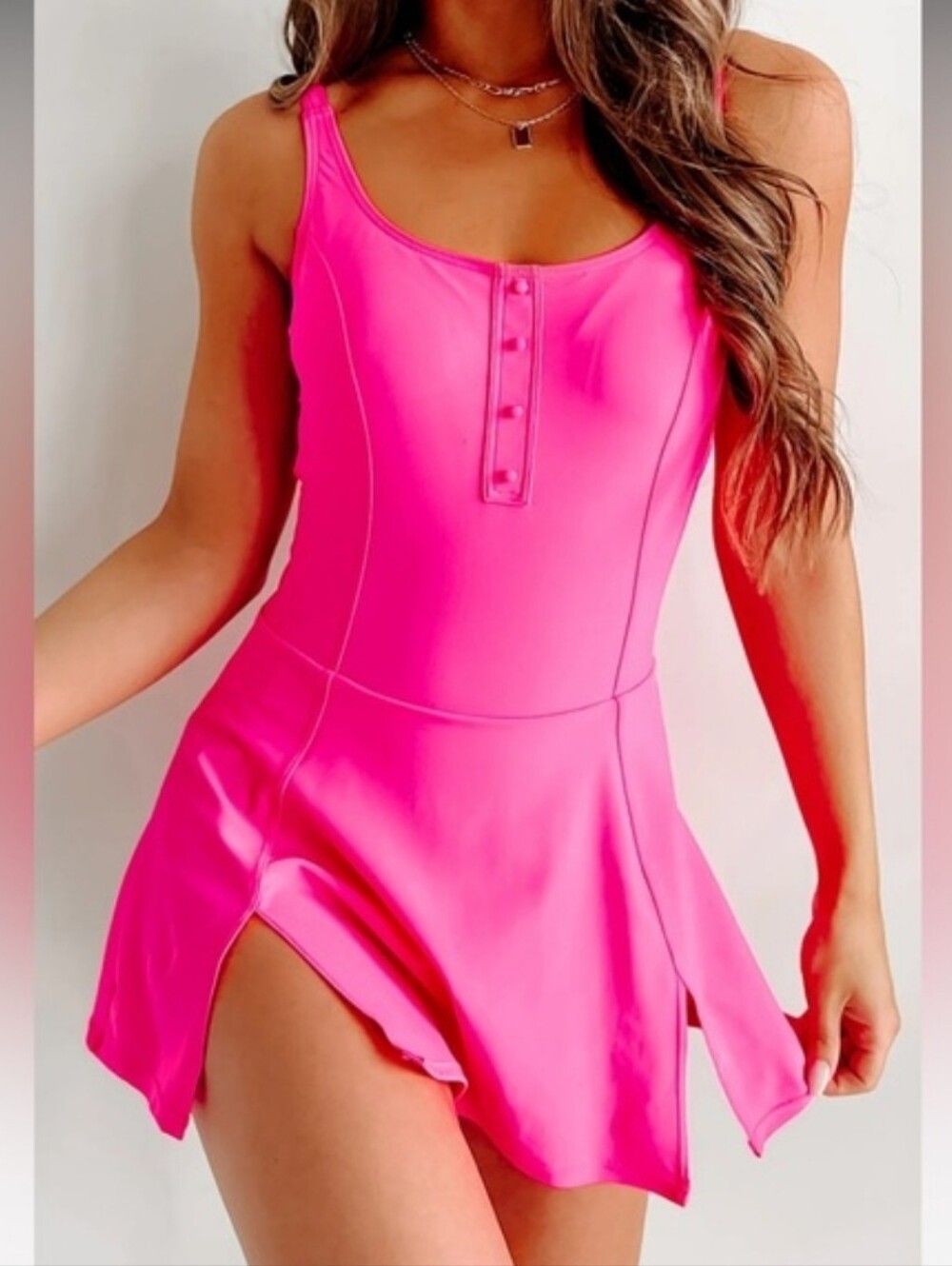 NWOT White Birch Pink One-Piece Skater Swimsuit